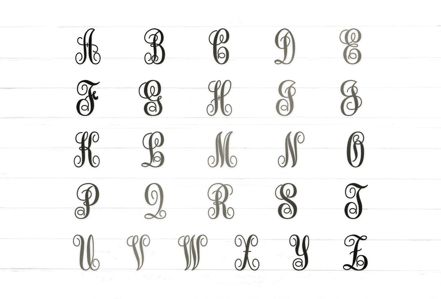 Swirly Triple Initial Monogram