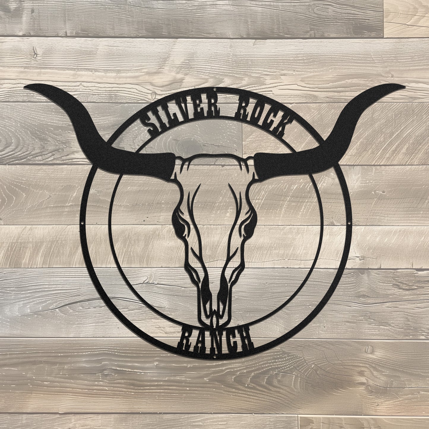 Longhorn Custom Ranch Name Metal Wall Hanging