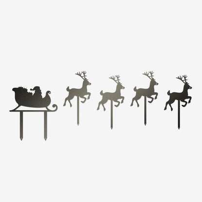 Santa Sleigh Reindeer Yard Stakes