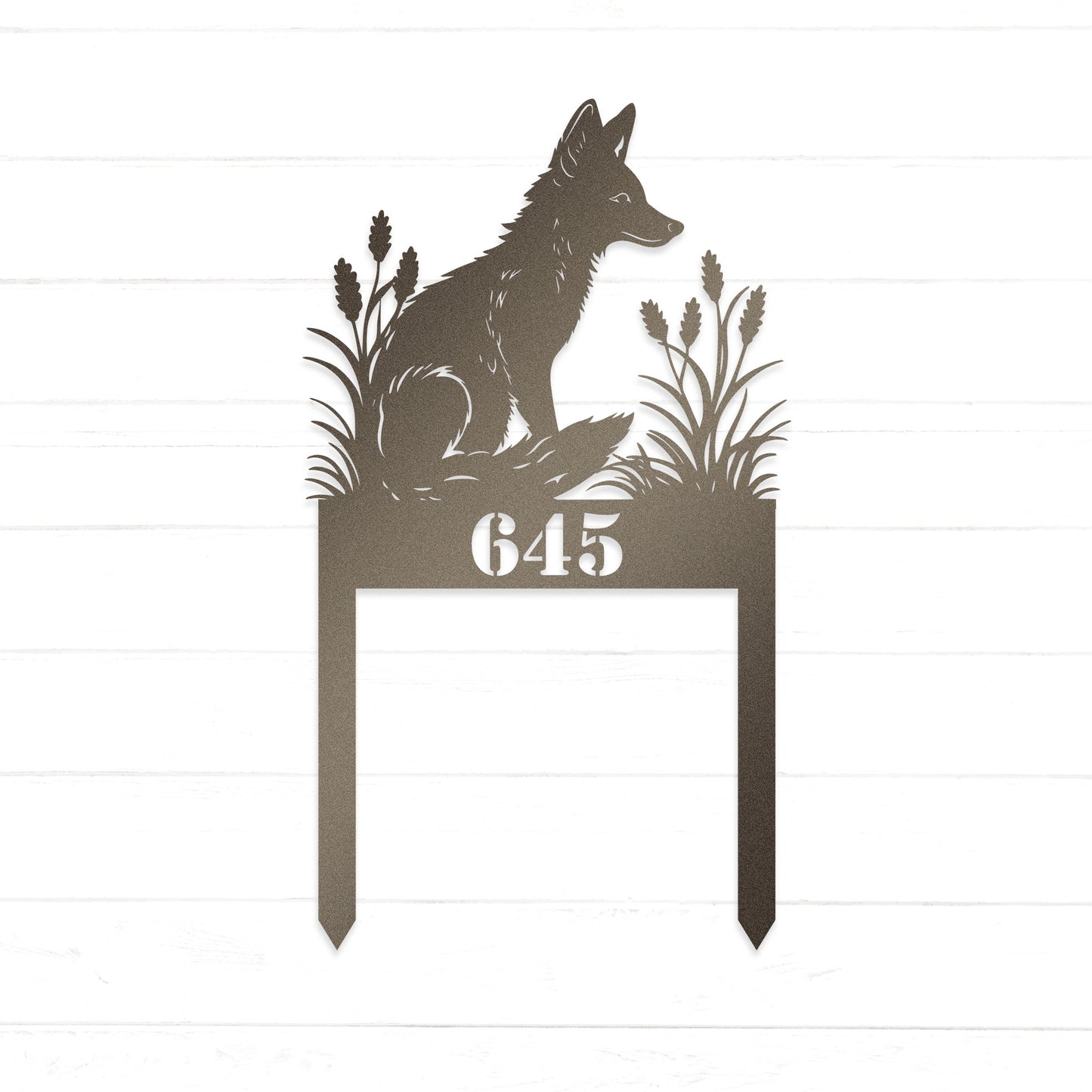 Whimsical Fox Metal Garden Stake Address Sign