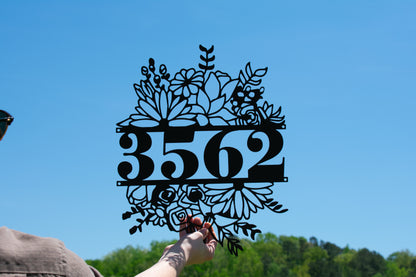 Floral House Number Sign