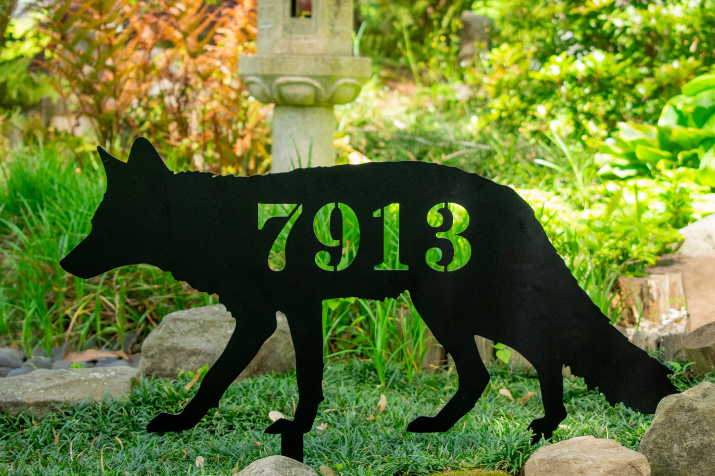 Personalized Fox House Number Yard Stake