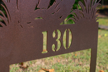 Whimsical Fox Metal Garden Stake Address Sign