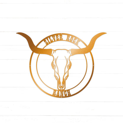 Longhorn Custom Ranch Name Metal Wall Hanging