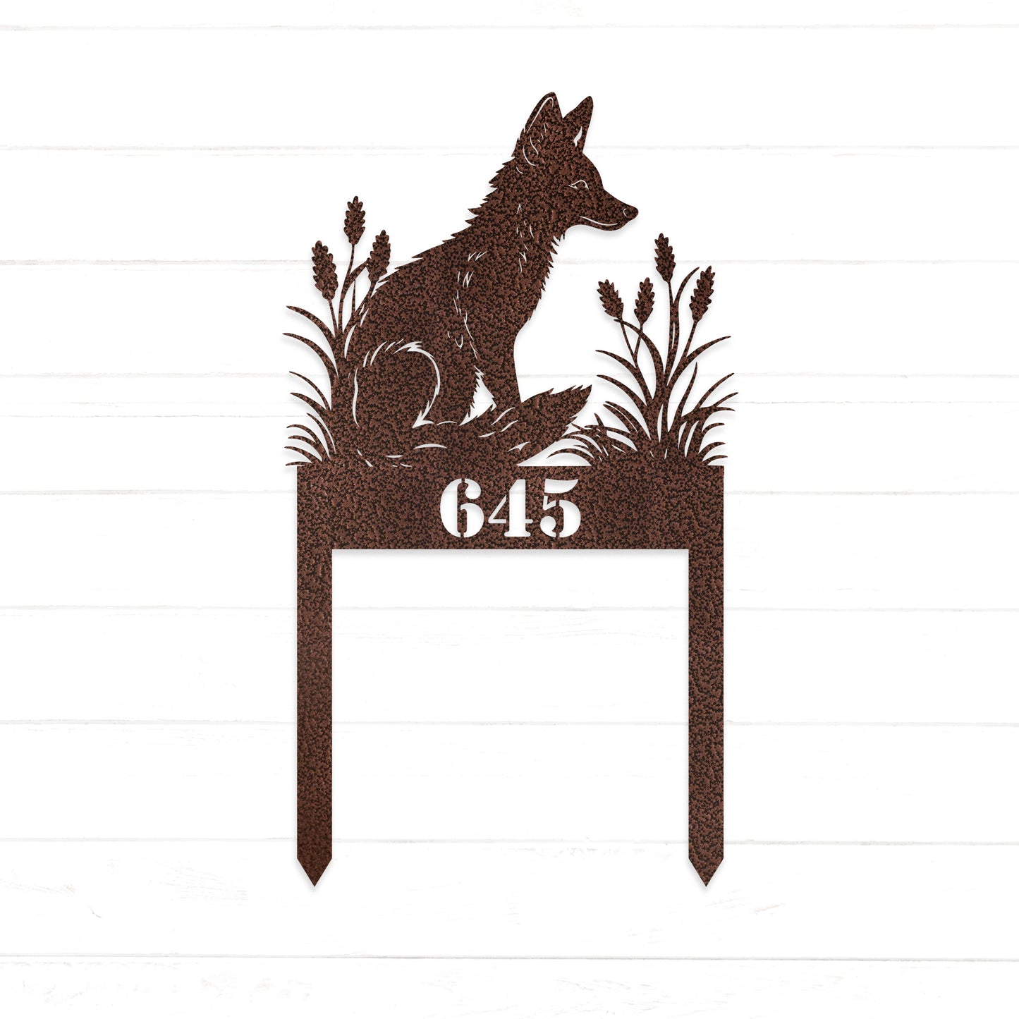 Whimsical Fox Metal Garden Stake Address Sign