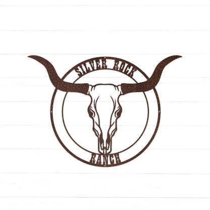 Longhorn Custom Ranch Name Metal Wall Hanging