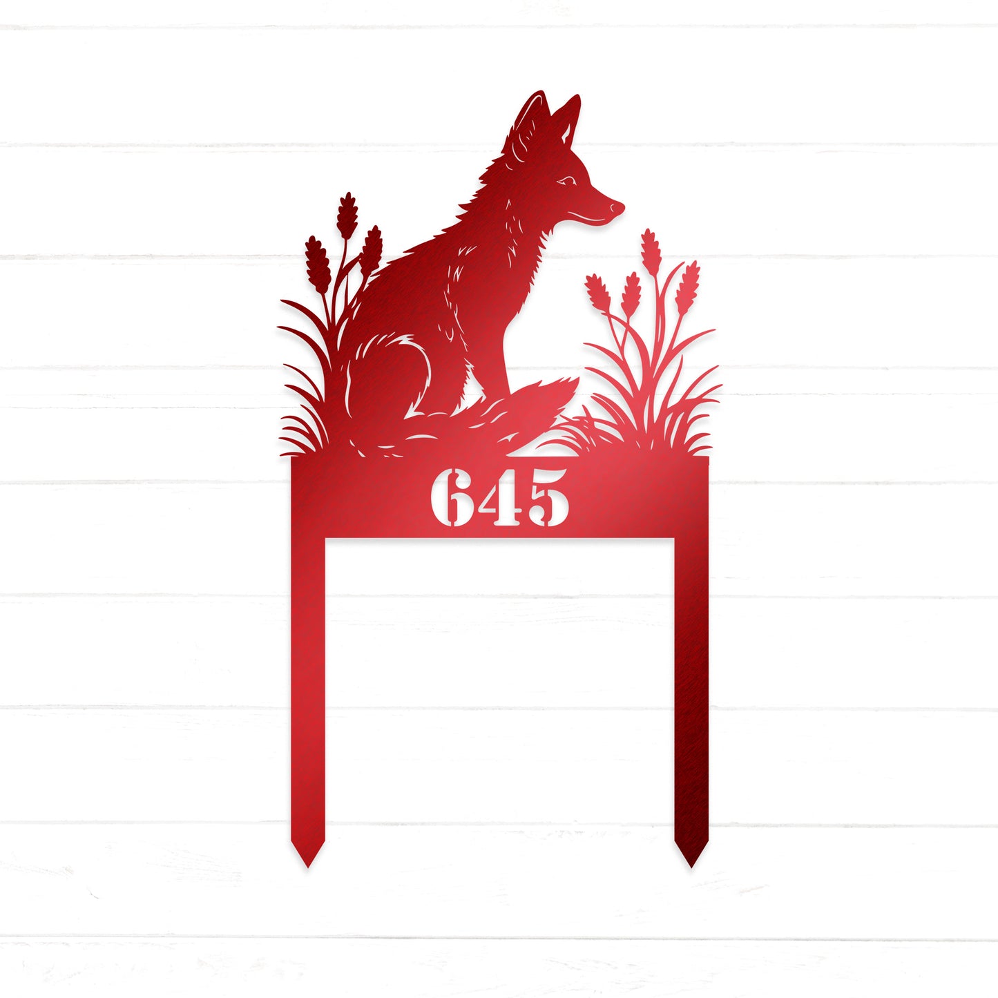 Whimsical Fox Metal Garden Stake Address Sign