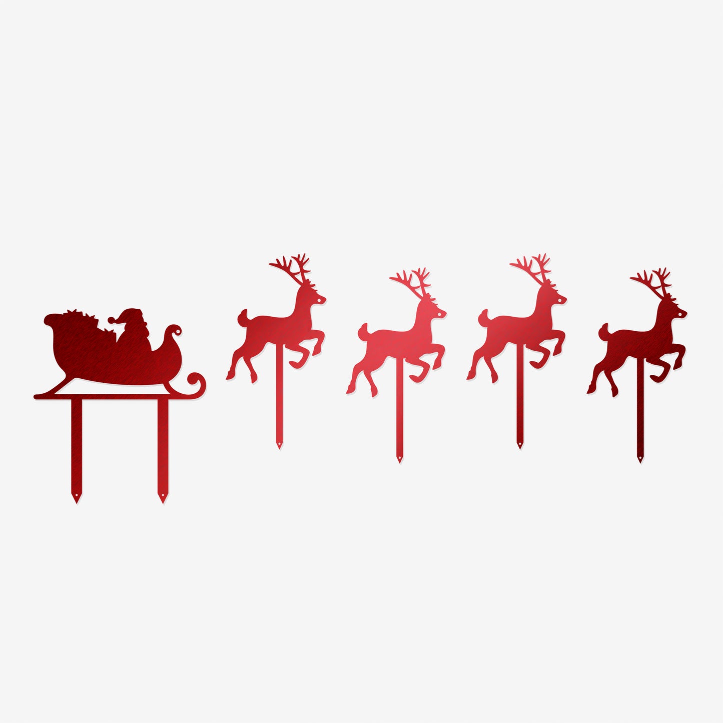 Santa Sleigh Reindeer Yard Stakes