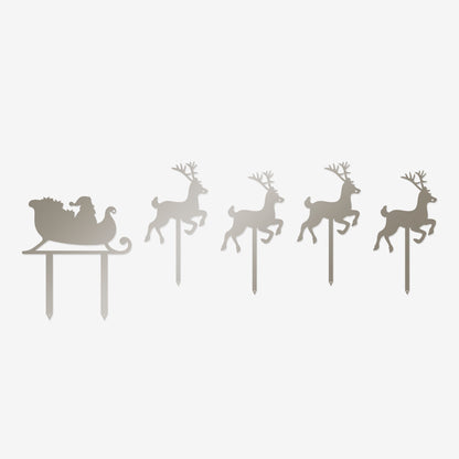 Santa Sleigh Reindeer Yard Stakes