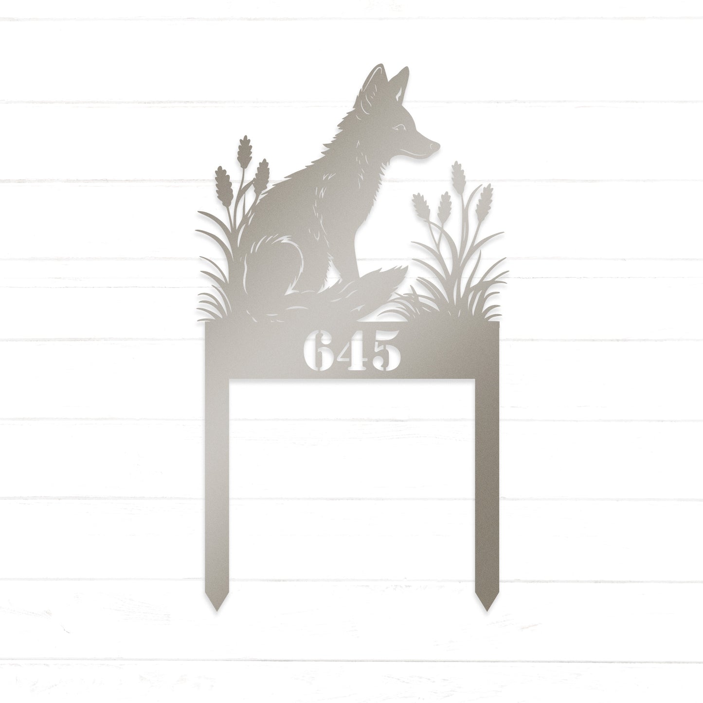 Whimsical Fox Metal Garden Stake Address Sign