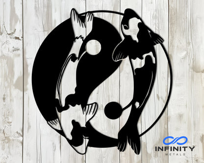 Yin Yang Koi Fish Metal Wall Art